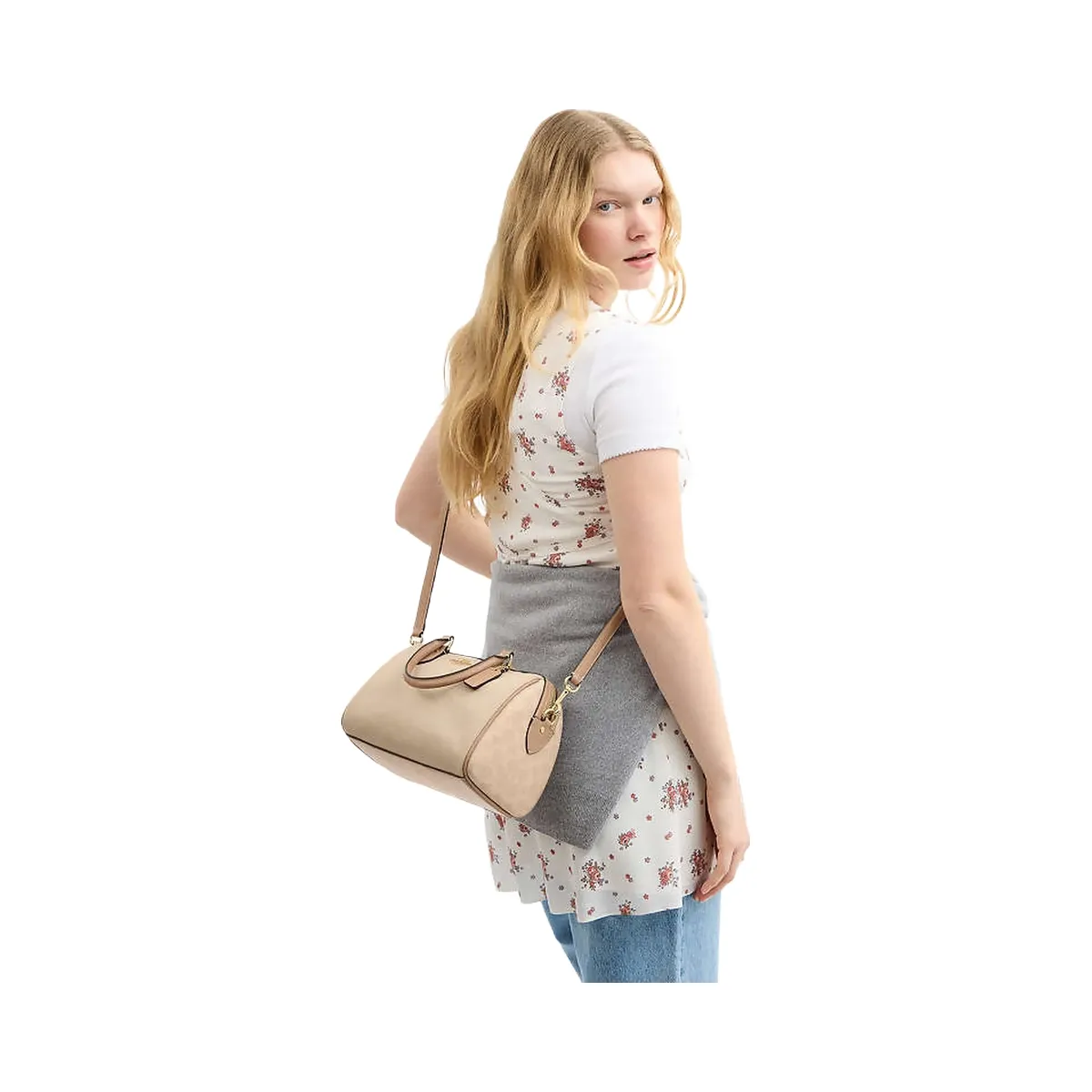Coach Rowan Satchel Bag In Colorblock Im-Dark Natural Multi