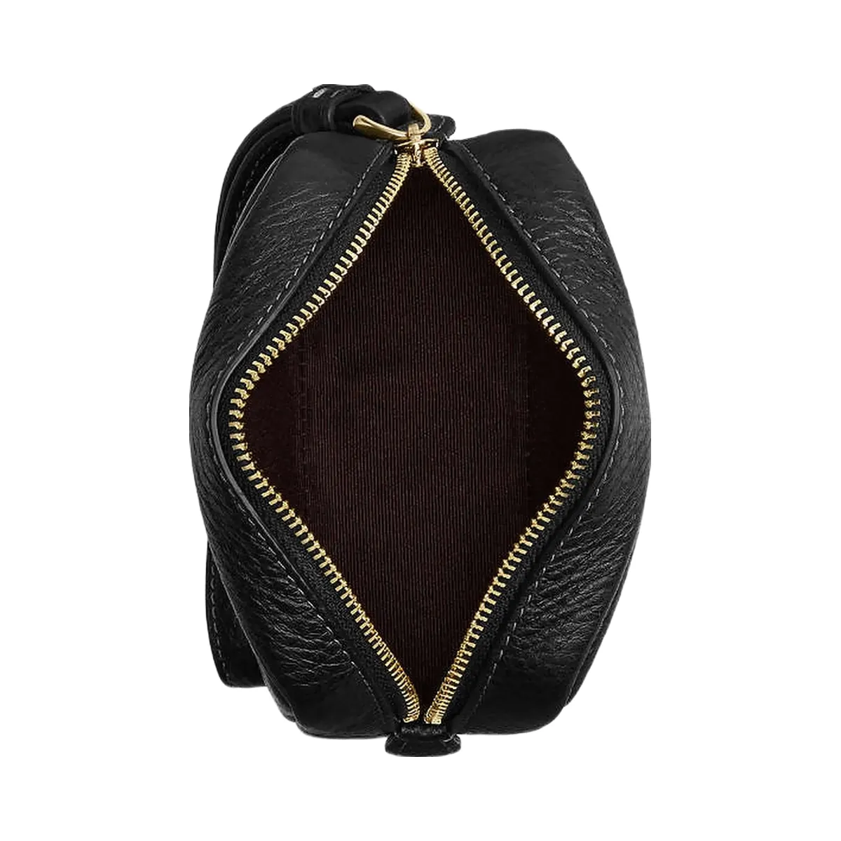 Coach Pouch Wristlet Pebbled Leather-Gold-Black
