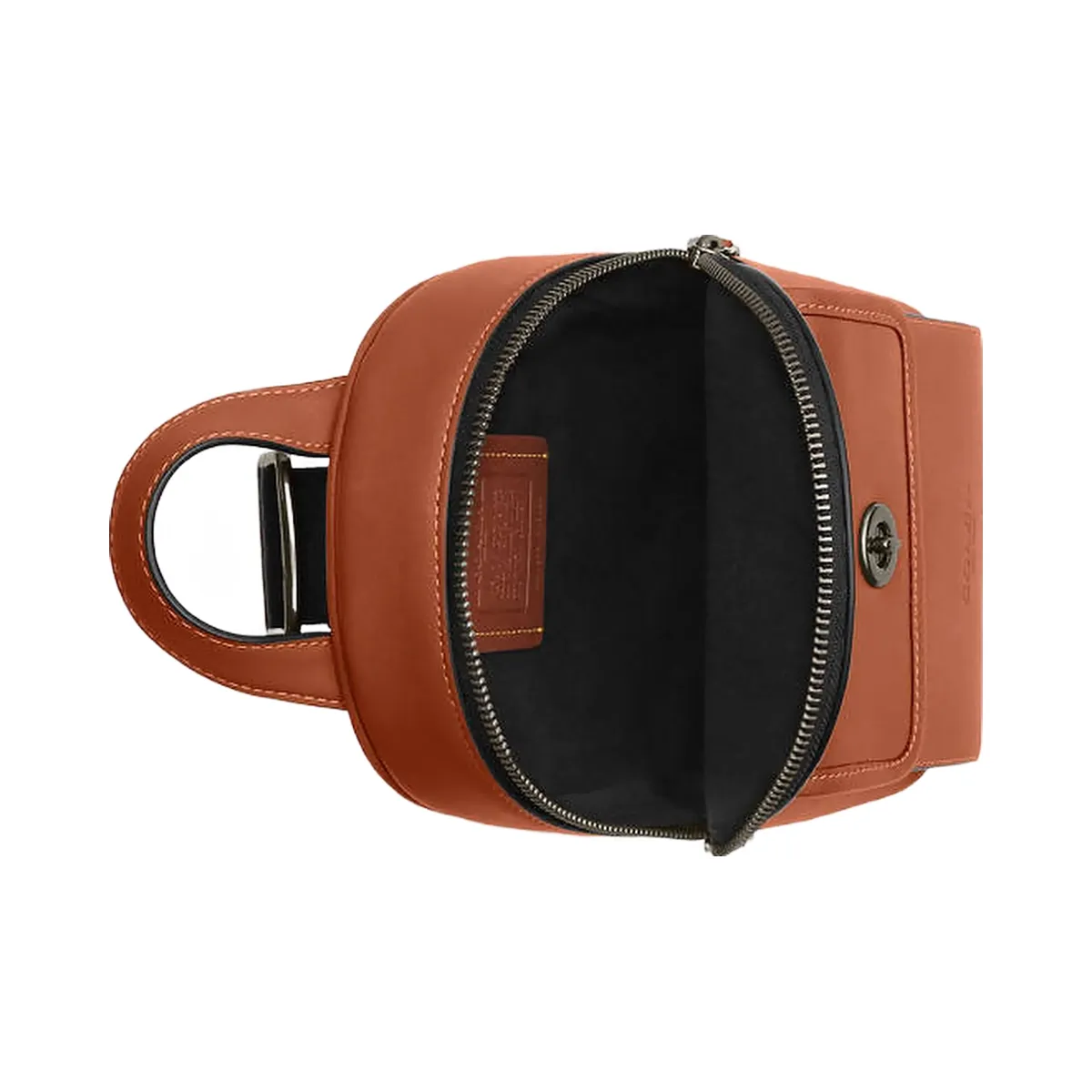 Coach Small Turnlock Sling Pack Smooth Leather-Gunmetal-Tan