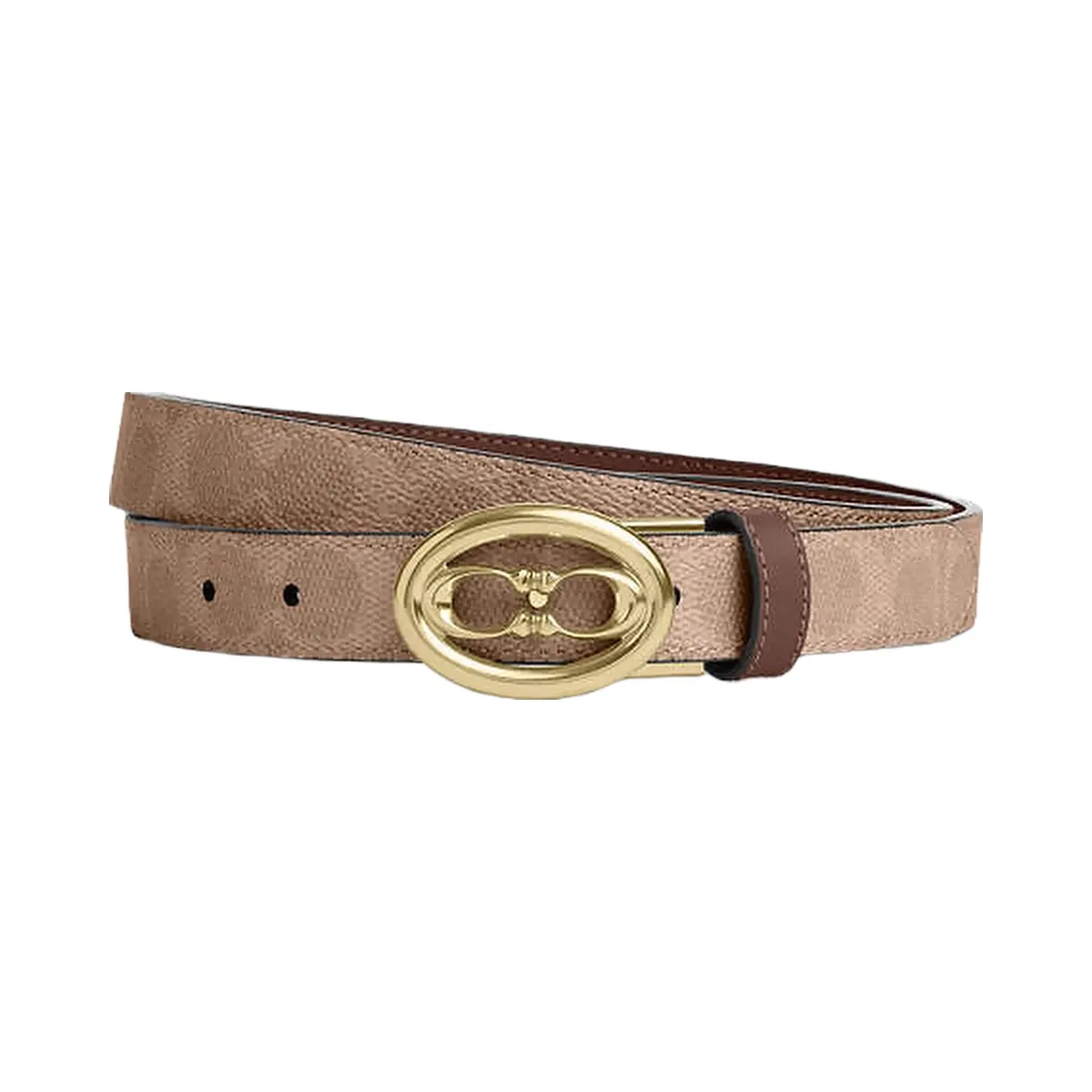 Coach Signature Buckle Cut To Size Belt, 25 Mm Signature Canvas-Gold-Tan-Brown
