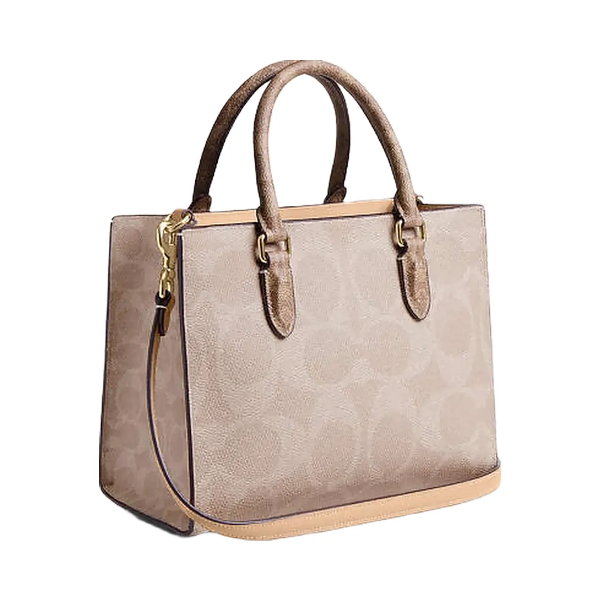 Coach Maggie Small Tote Bag In Blocked Signature Canvas Signature Canvas-Gold-Sand-Tan