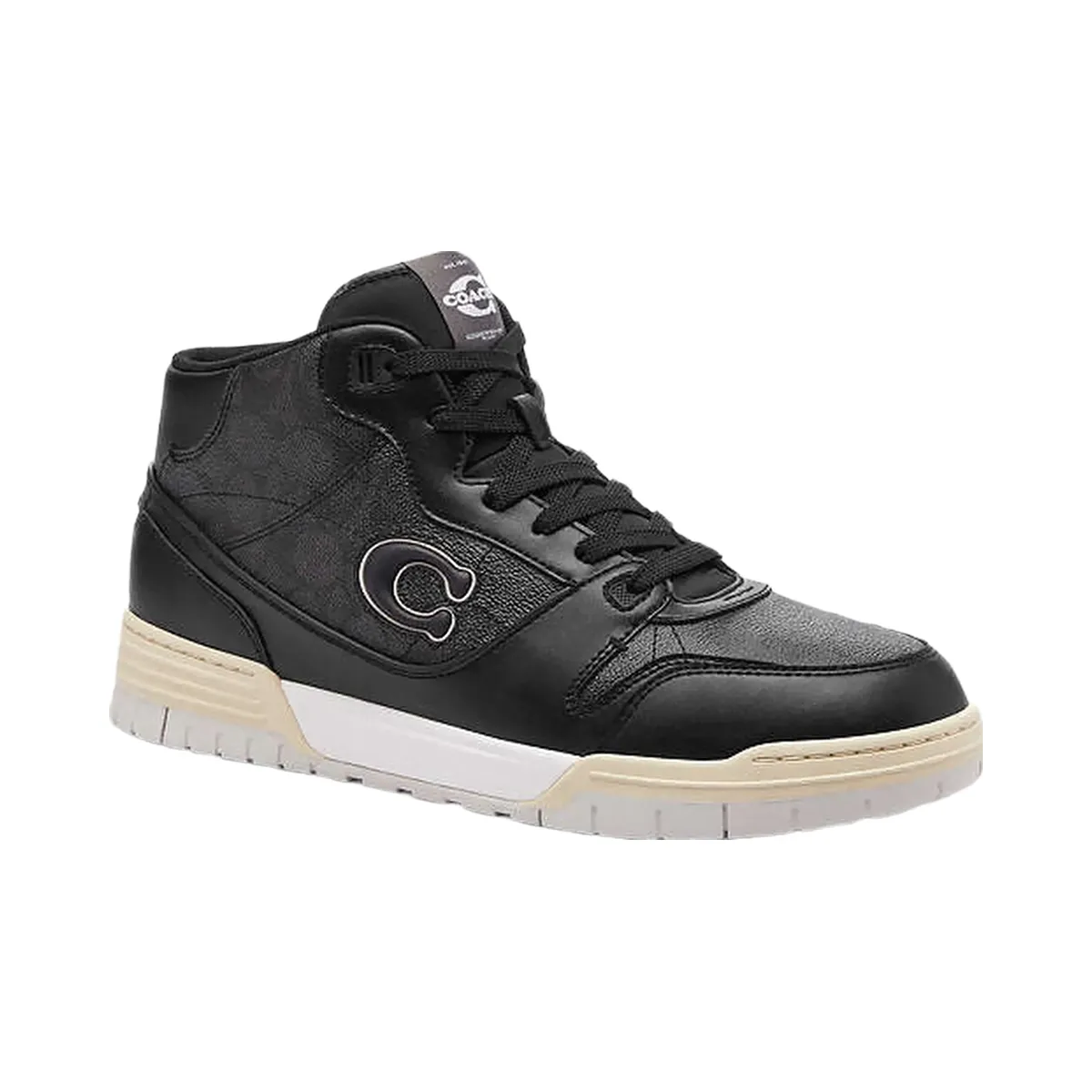 Coach Soho Mid Top Sneaker In Signature Canvas Charcoal-Black