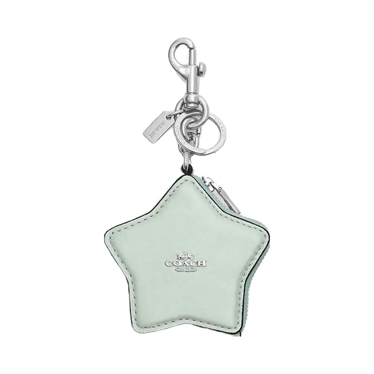 Coach Star Bag Charm Pearlized Leather-Silver-Green