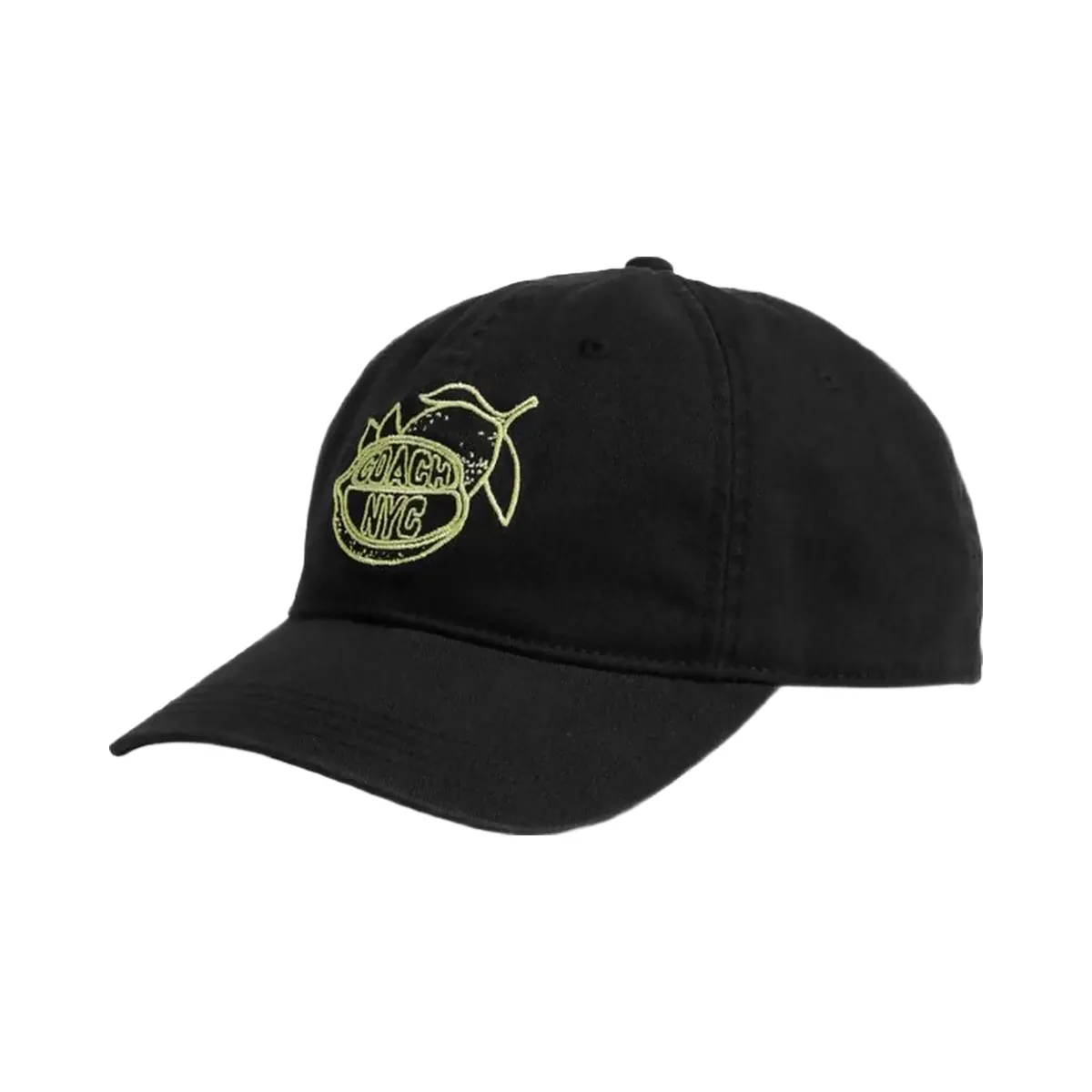 Coach Retro Sliced Lemon Print Baseball Hat Black Yellow