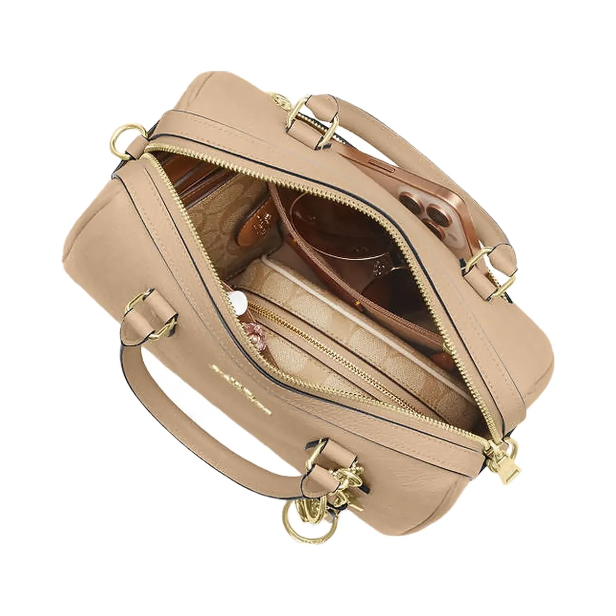 Coach Rowan Satchel Bag In Signature Leather Pebbled Leather-Im-Oat