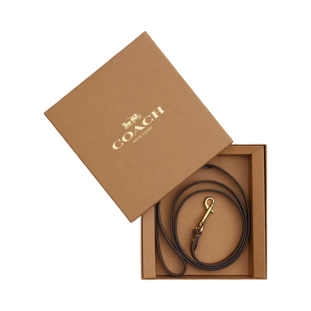 Coach Boxed Small Pet Leash In Signature Canvas Signature Canvas-Gold-Tan-Brown