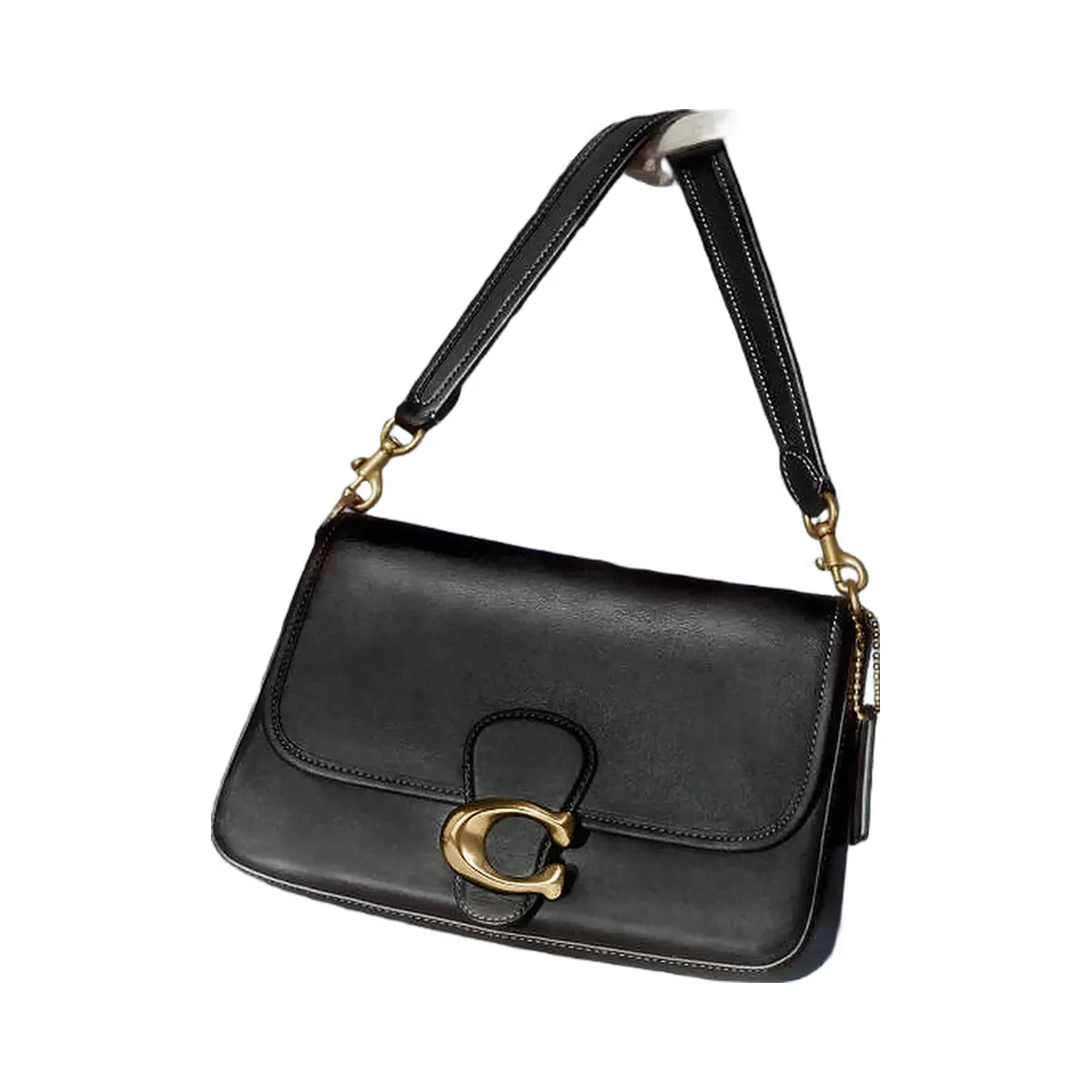Coach Soft Tabby Shoulder Bag Smooth Leather-Brass-Black