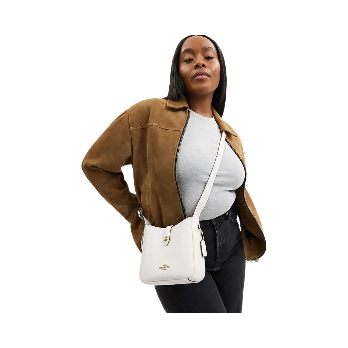 Coach Hadley Mini Crossbody Bag Pebbled Leather-Gold-Chalk