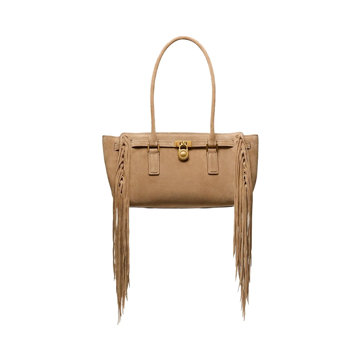Michael Kors Hamilton Moderne Small Fringed Suede Satchel Husk