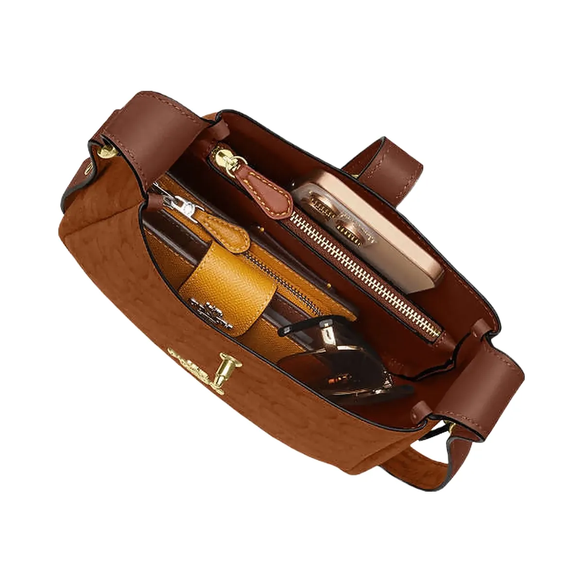 Coach Hadley Mini Crossbody Bag In Signature Suede Suede-Im-Caramel