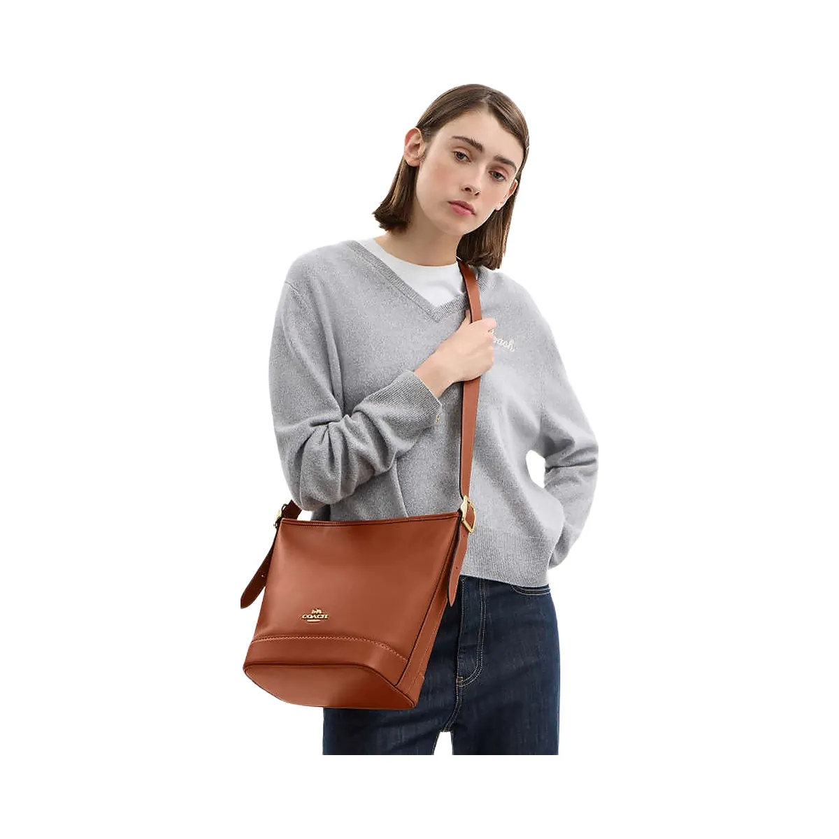 Coach Jude Duffle Bag Smooth Leather-Gold-Tan
