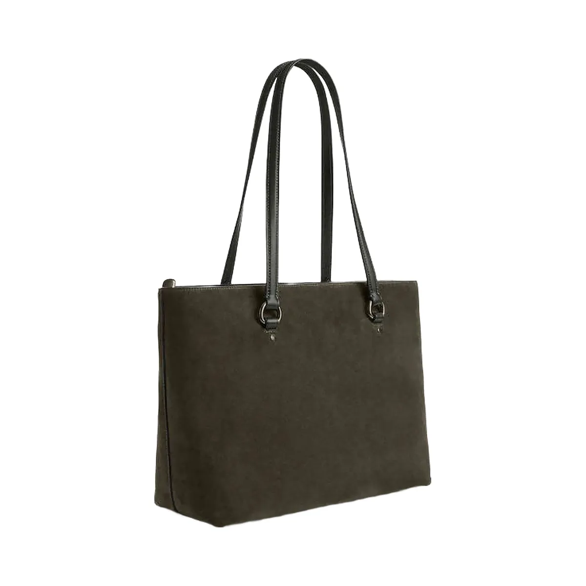 Coach Station Tote Bag Suede-Qb-Army Green