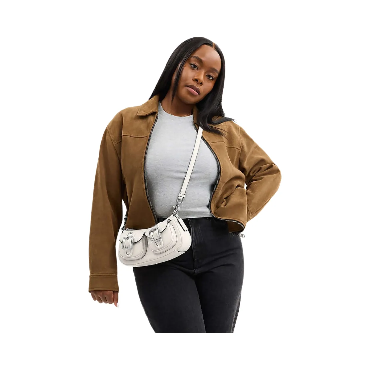 Coach Ashton Bag Pebbled Leather-Silver-Chalk