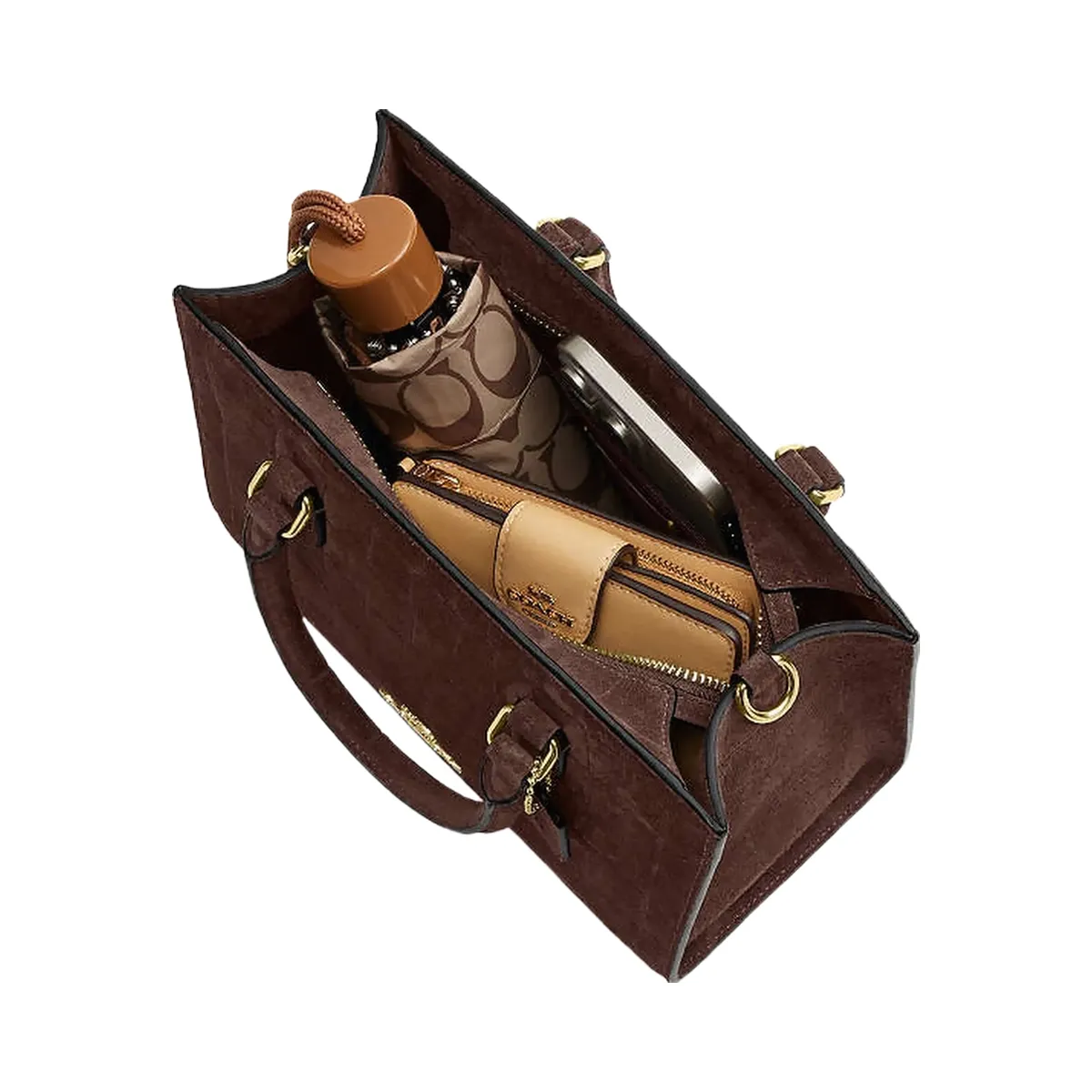 Coach Maggie Small Tote Bag Embossed Crocodile-Gold-Maple