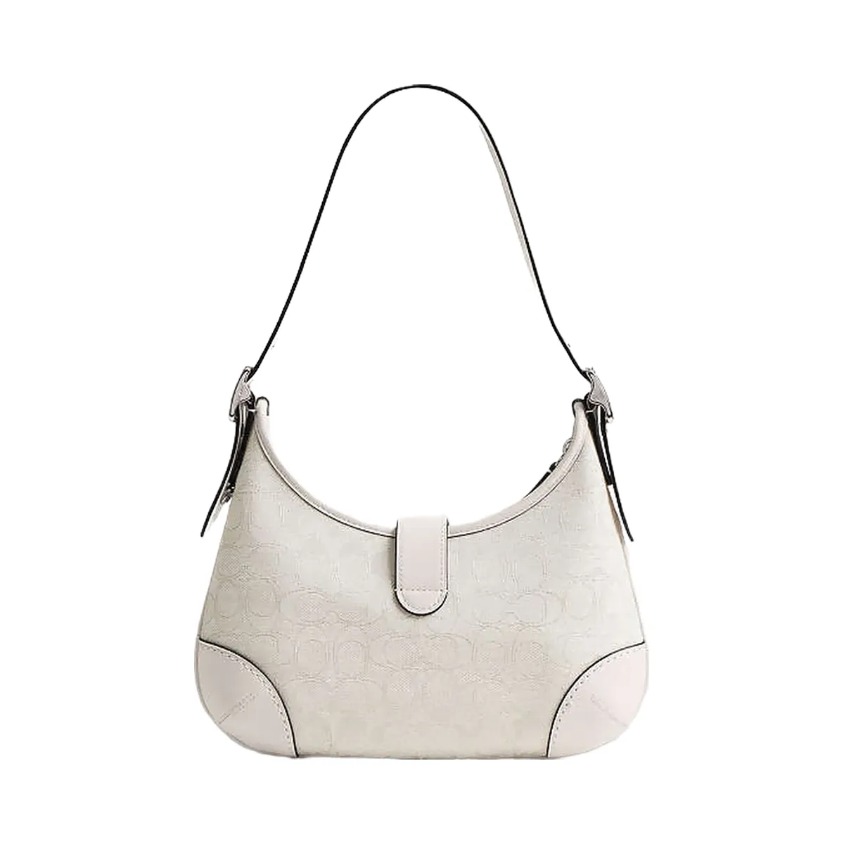 Coach Hamptons Hobo Bag In Signature Jacquard Signature Jacquard-Silver-Cloud Chalk