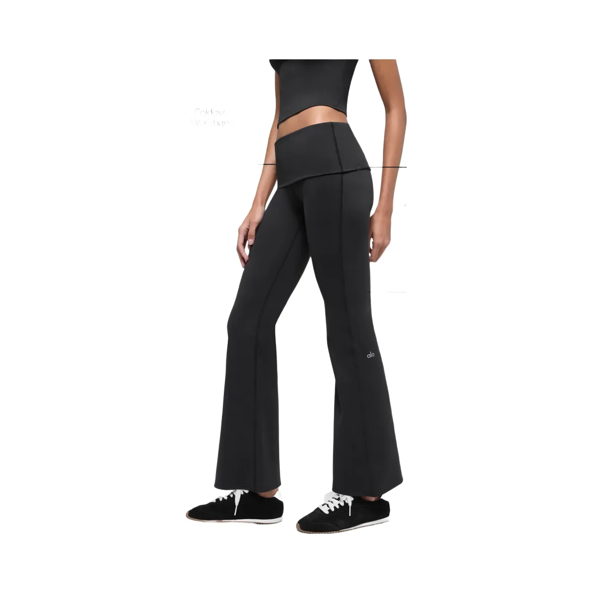 Alo Women's Alo Softsculpt 7/8 Foldover Flare Legging - Black