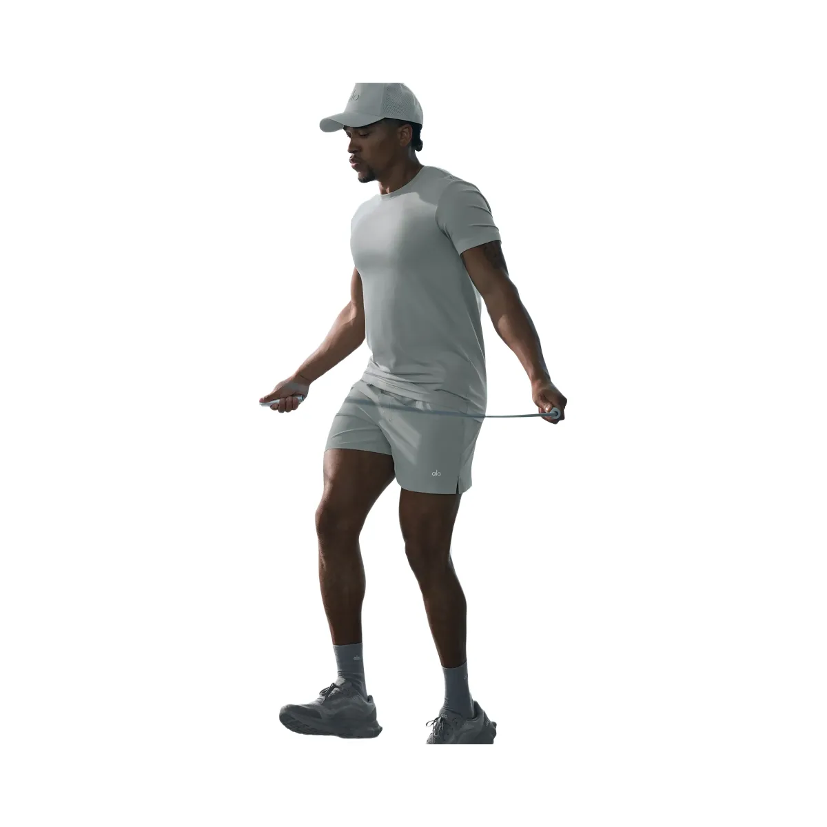 Alo Men's 5" Traction Running Shorts - Lunar Grey