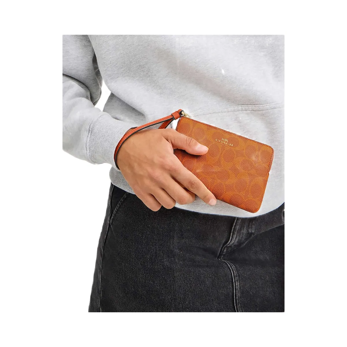 Coach Corner Zip Wristlet In Signature Canvas Signature Canvas-Im-Bright Canyon