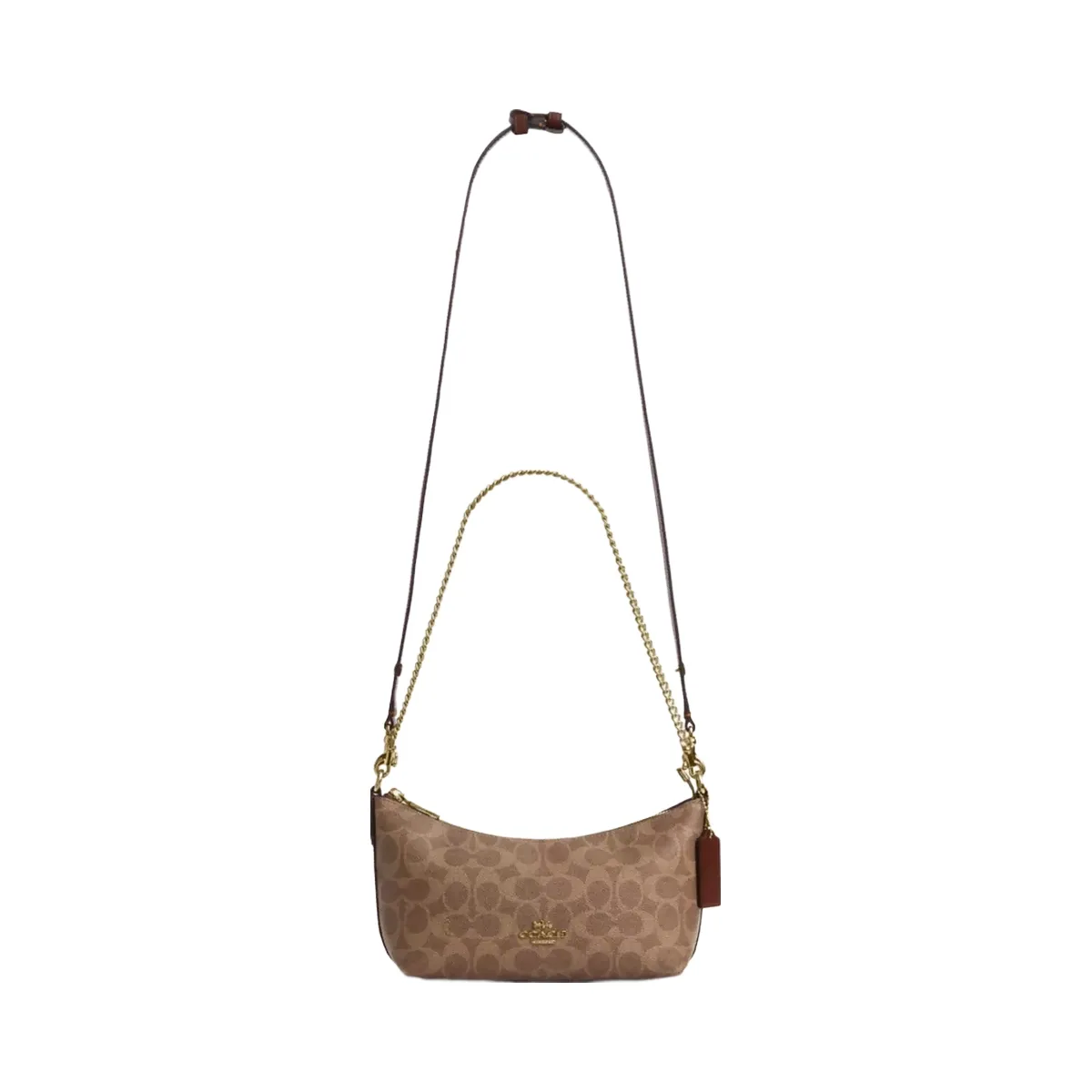 Coach Caitlin Shoulder Bag In Signature Canvas in Gold Tan Brown