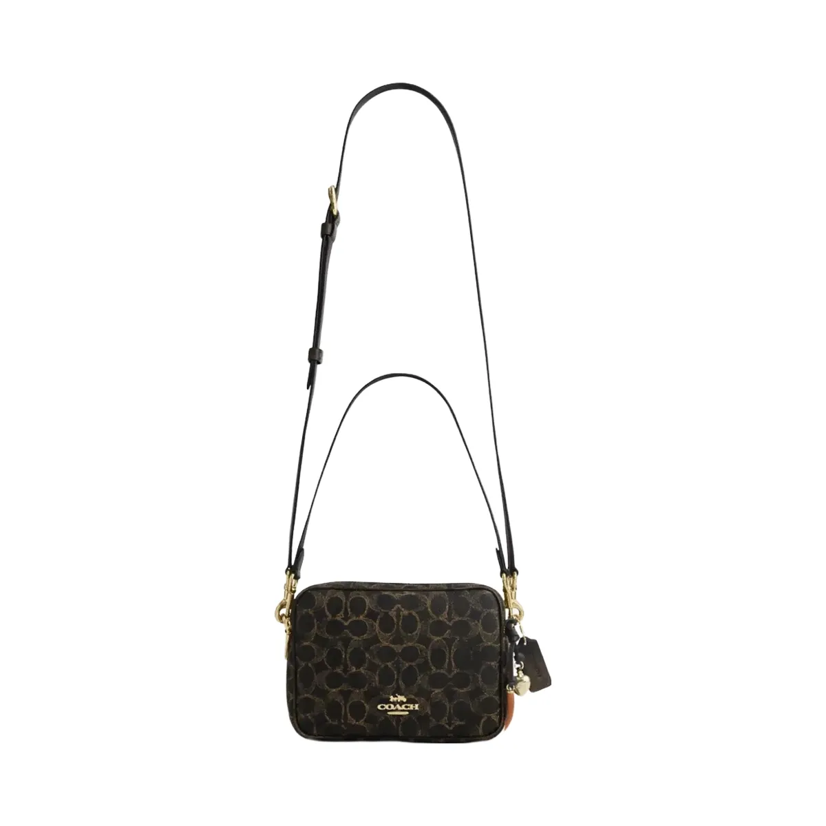 Coach Carey Crossbody Bag In Loved Signature Canvas With Charms in Gold Brown