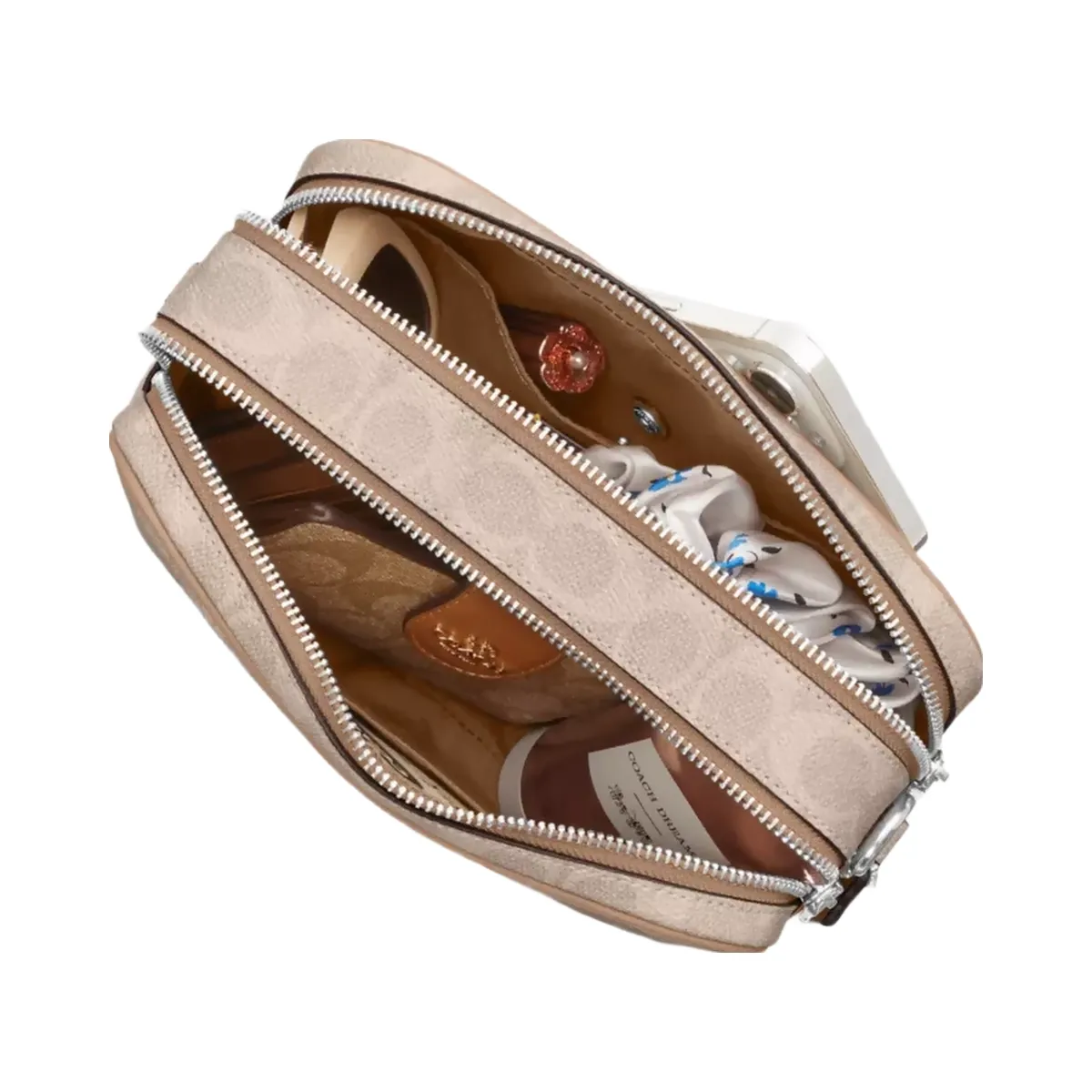 Coach Carey Crossbody Bag In Signature Canvas in Silver Sand Taupe