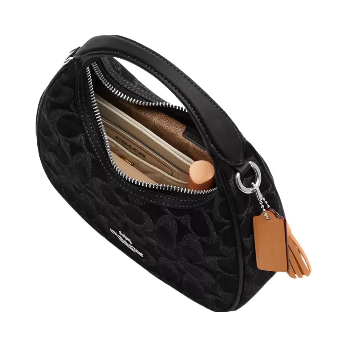 Coach Carmen Mini Crossbody Bag In Signature Denim in Silver Black