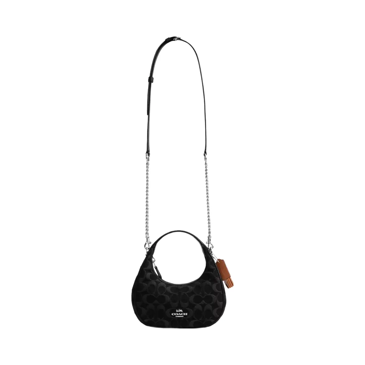 Coach Carmen Mini Crossbody Bag In Signature Denim in Silver Black