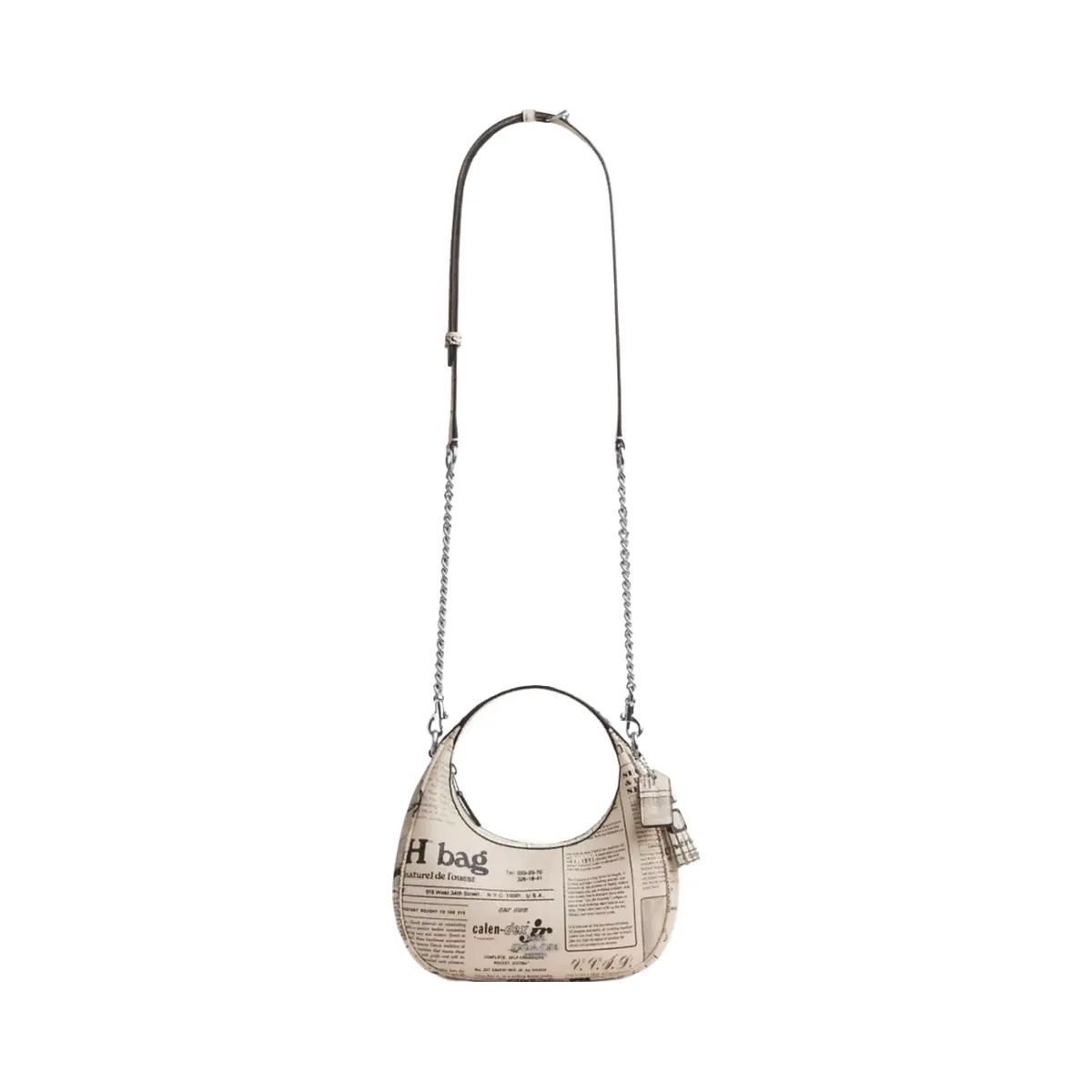 Coach Carmen Mini Crossbody Bag With Newspaper Print in Silver Chalk Multi