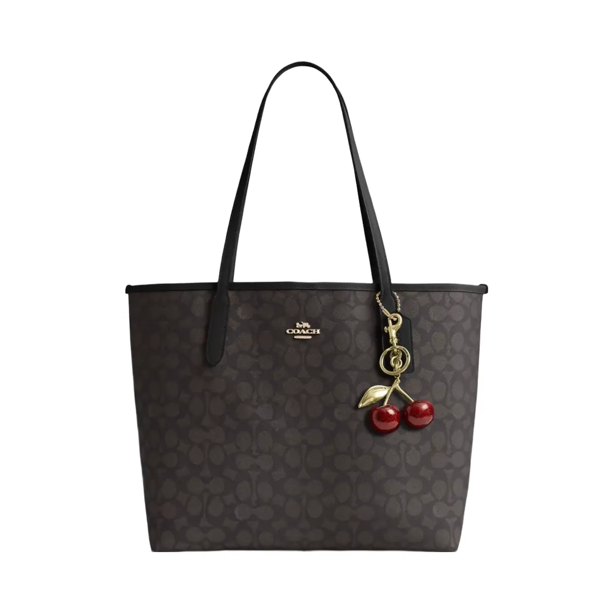 Coach City Tote Bag In Signature Canvas in Gold Walnut Black