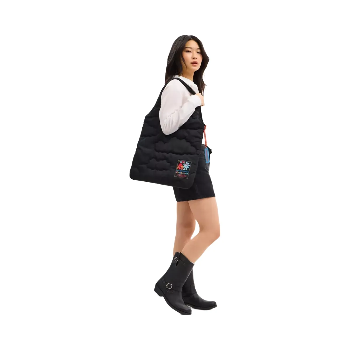 Coach Coachtopia Loop Flat Tote With Cloud Quilting in Black