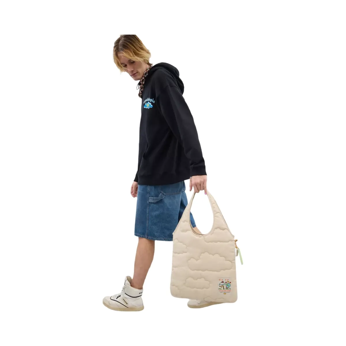 Coach Coachtopia Loop Flat Tote With Cloud Quilting in Cloud