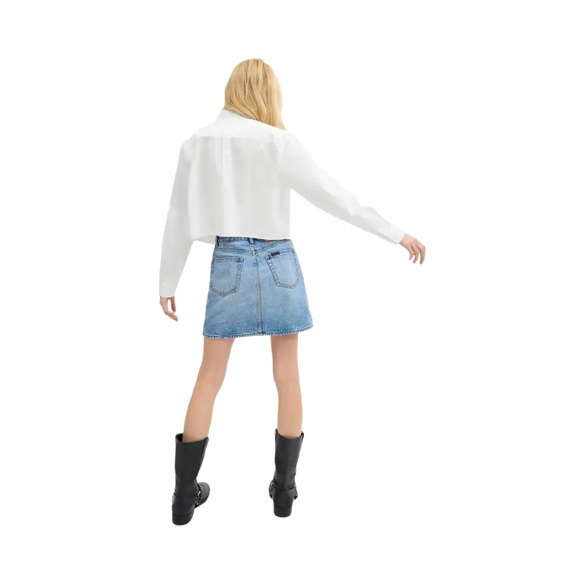 Coach Cropped Button Up Shirt White