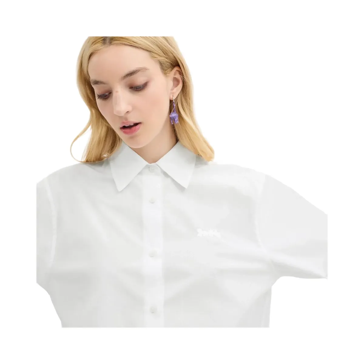 Coach Cropped Button Up Shirt White
