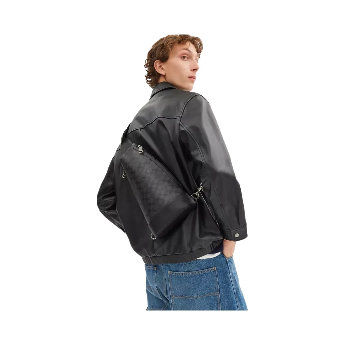 Coach Dominic Sling Pack In Signature Canvas in Gunmetal Charcoal Black