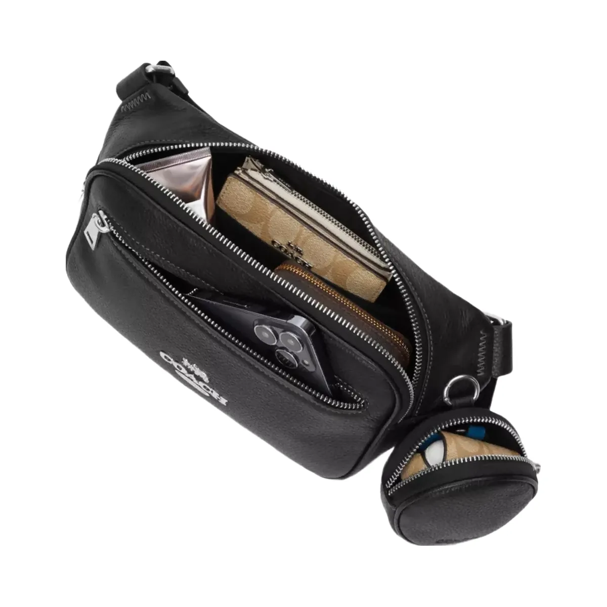 Coach Elias Belt Bag In Signature Canvas in Gunmetal Charcoal Black