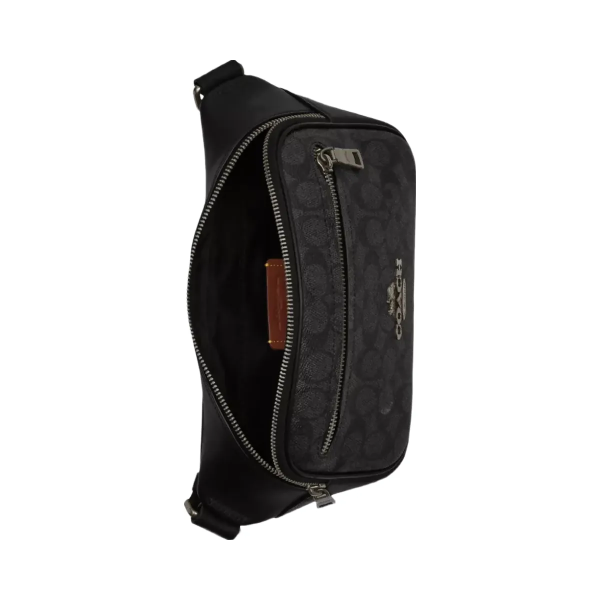 Coach Elias Belt Bag In Signature Canvas in Gunmetal Charcoal Black
