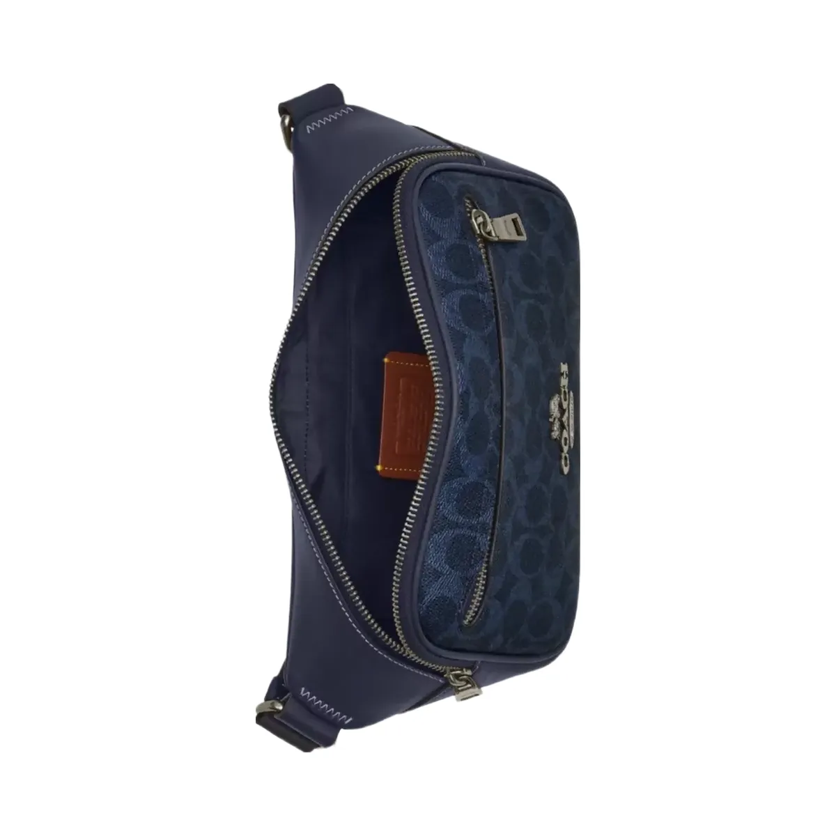 Coach Elias Belt Bag In Signature Canvas in Gunmetal Denim Midnight Navy
