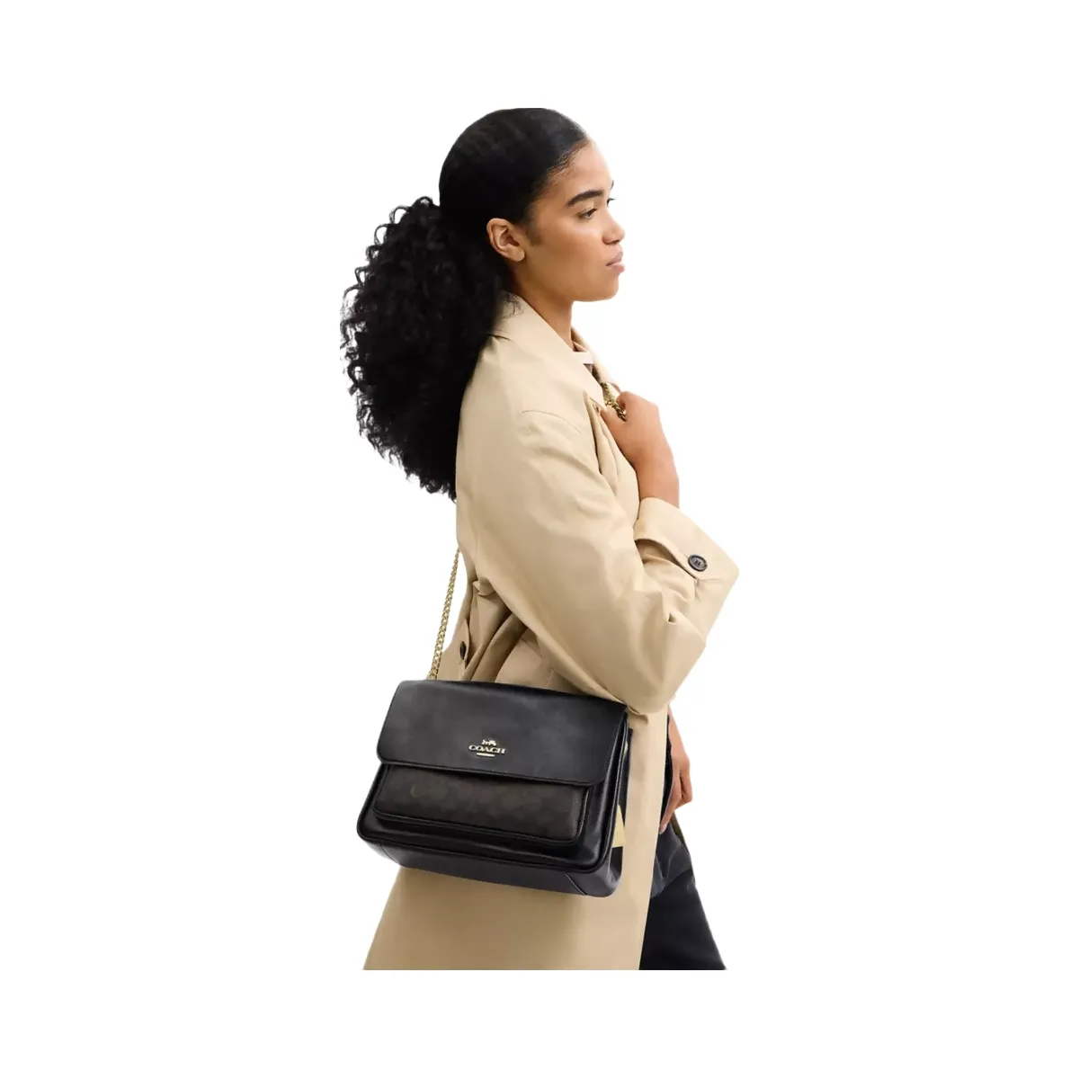 Coach Elodie Crossbody Bag In Signature Canvas in Gold Walnut Black