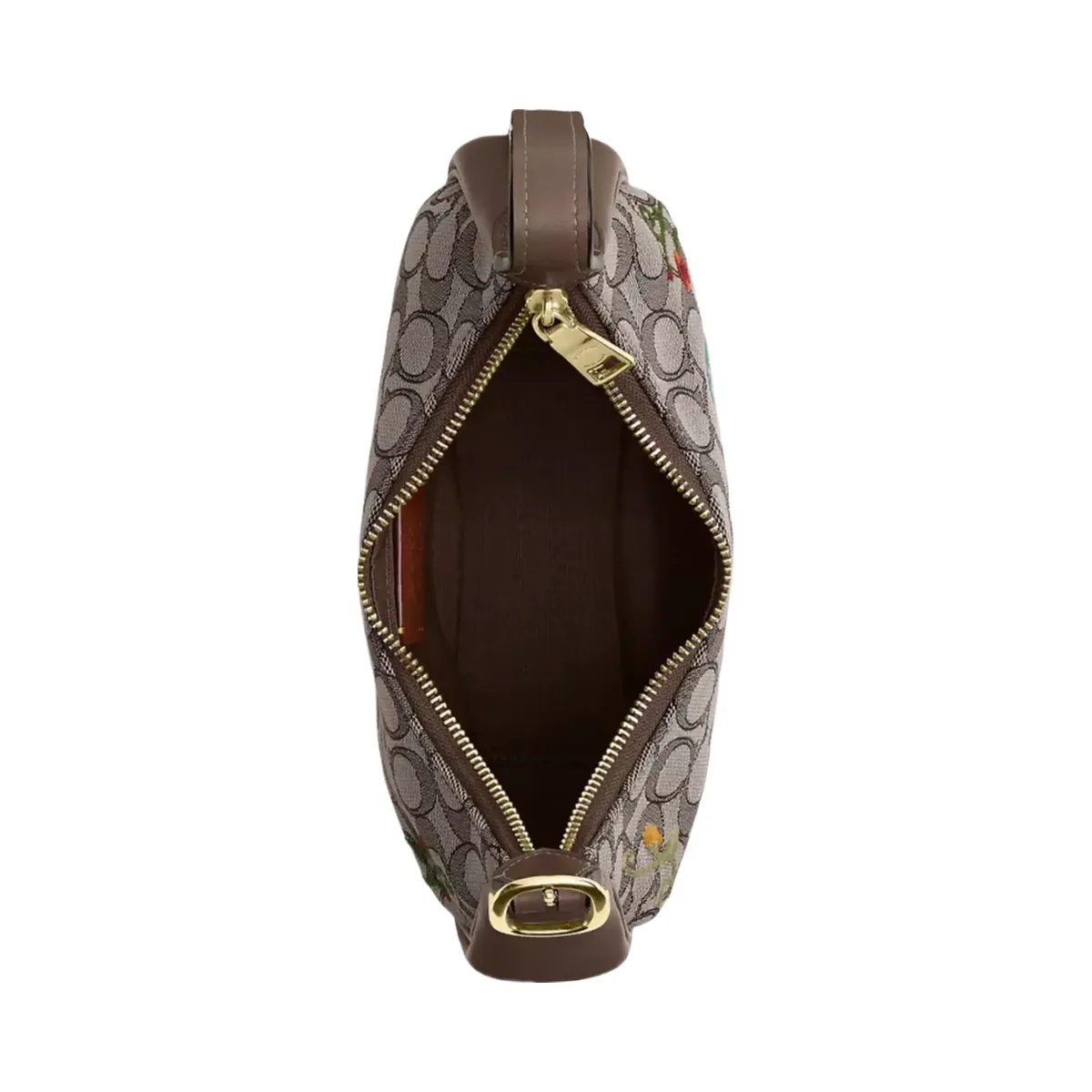 Coach Emily Shoulder Bag In Signature Jacquard With Floral Embroidery in Gold Oak Multi