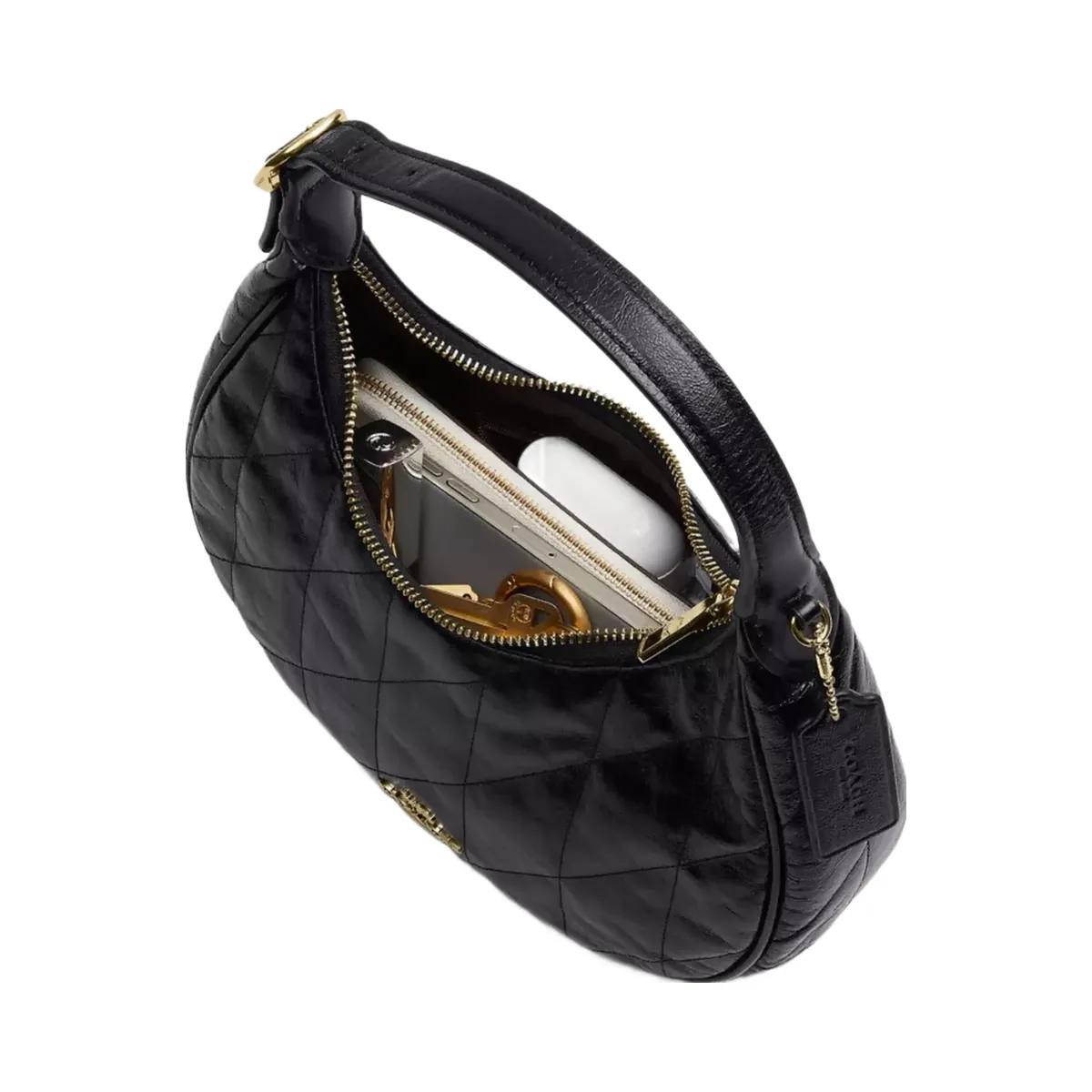 Coach Emily Shoulder Bag With Quilting in Gold Black
