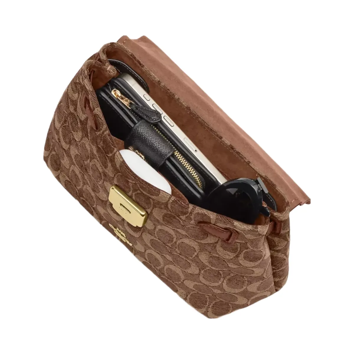 Coach Emory Top Handle Bag In Signature Chenille in Gold Light Khaki Vintage Brown