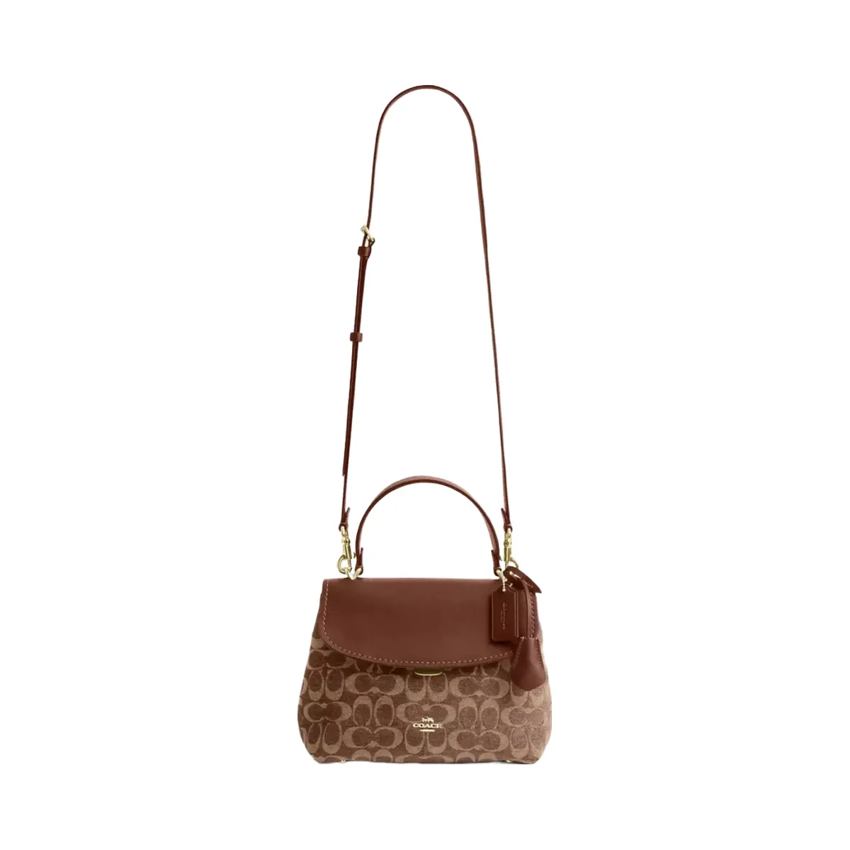 Coach Emory Top Handle Bag In Signature Chenille in Gold Light Khaki Vintage Brown