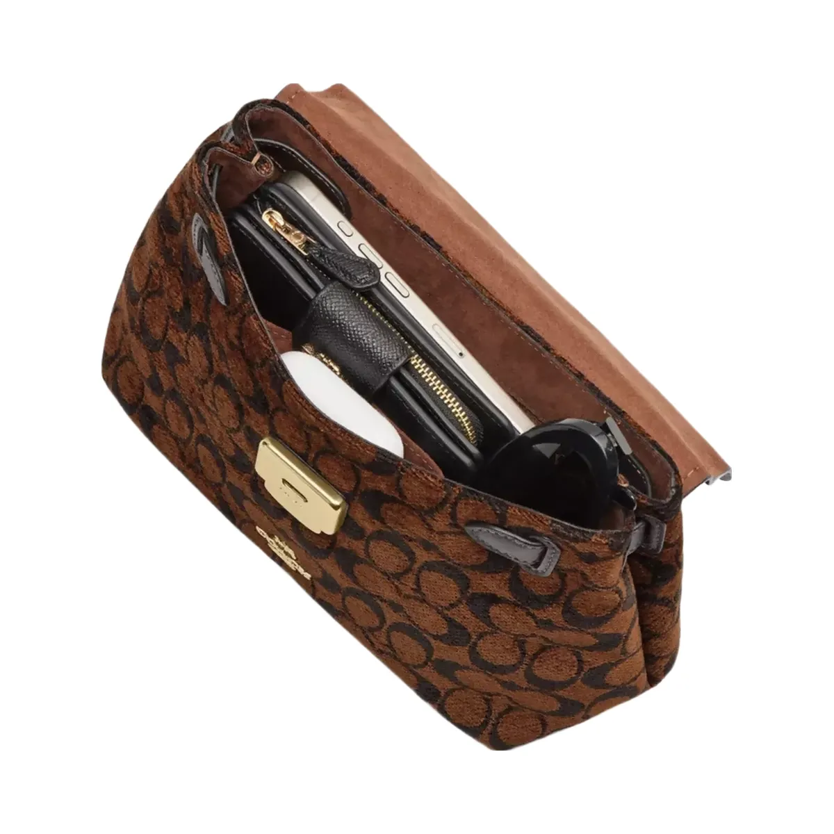Coach Emory Top Handle Bag In Signature Chenille in Gold Truffle