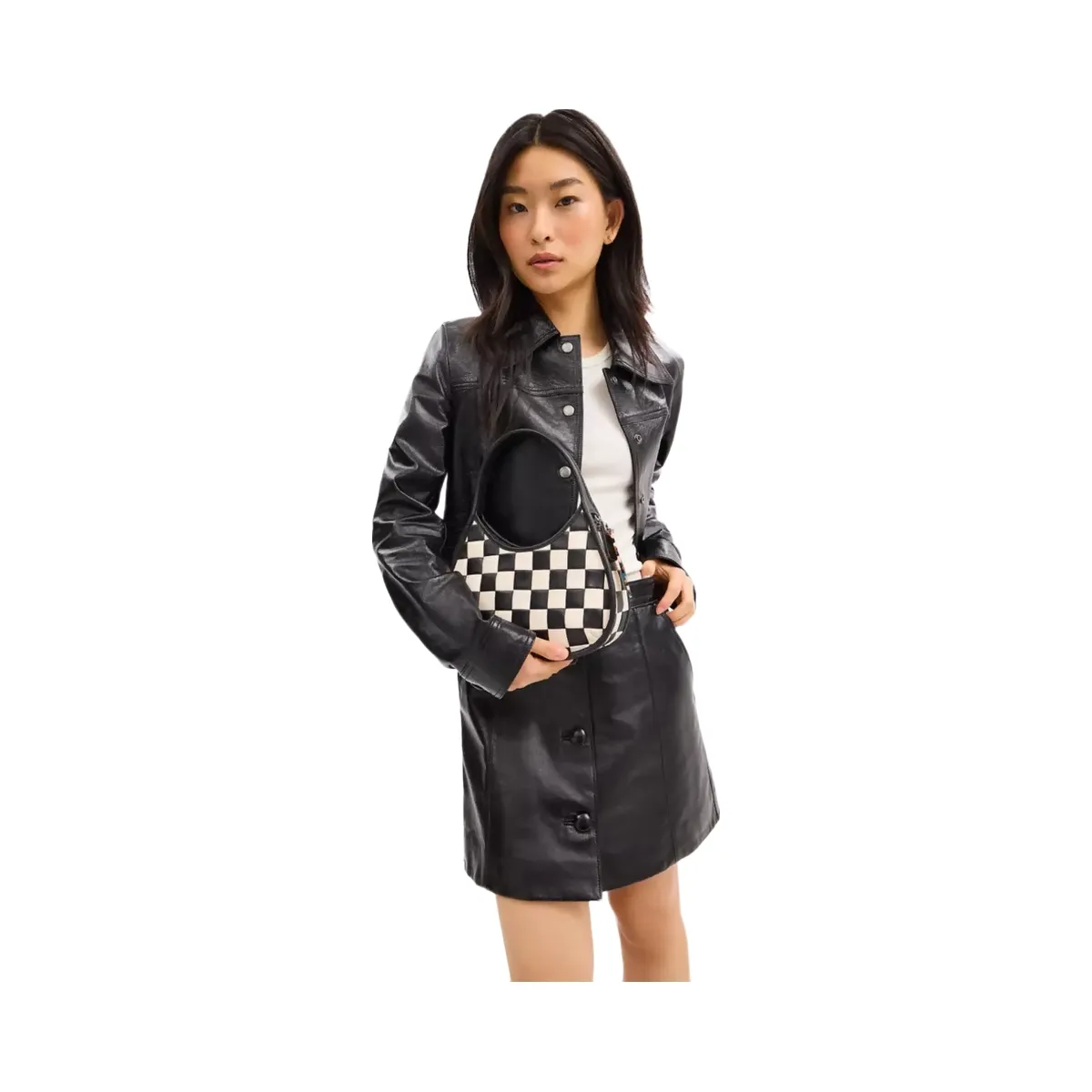 Coach Ergo Bag In Checkerboard Upcrafted Leather in Black Chalk