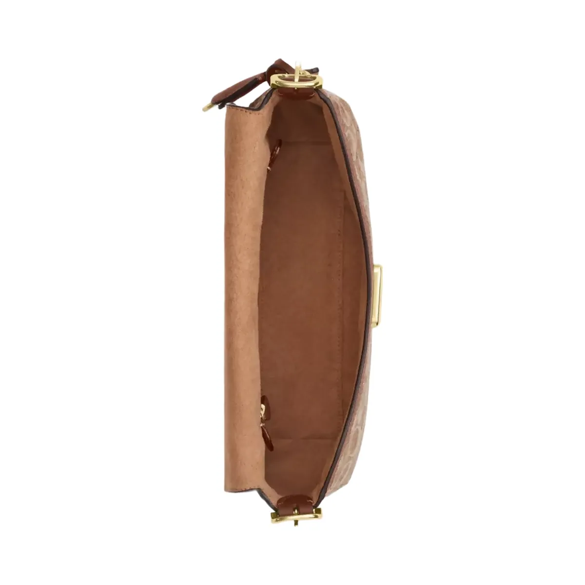 Coach Etta Small Flap Shoulder Bag In Signature Chenille in Gold Light Khaki Vintage Brown