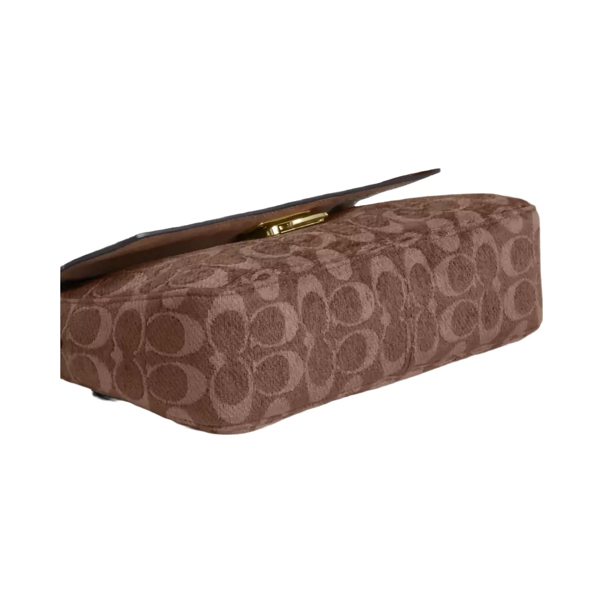 Coach Etta Small Flap Shoulder Bag In Signature Chenille in Gold Light Khaki Vintage Brown