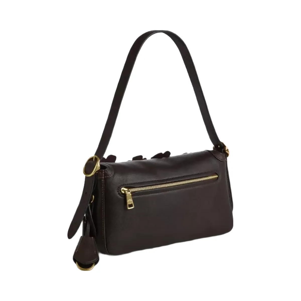 Coach Etta Small Flap Shoulder Bag With Floral Applique in Gold Maple