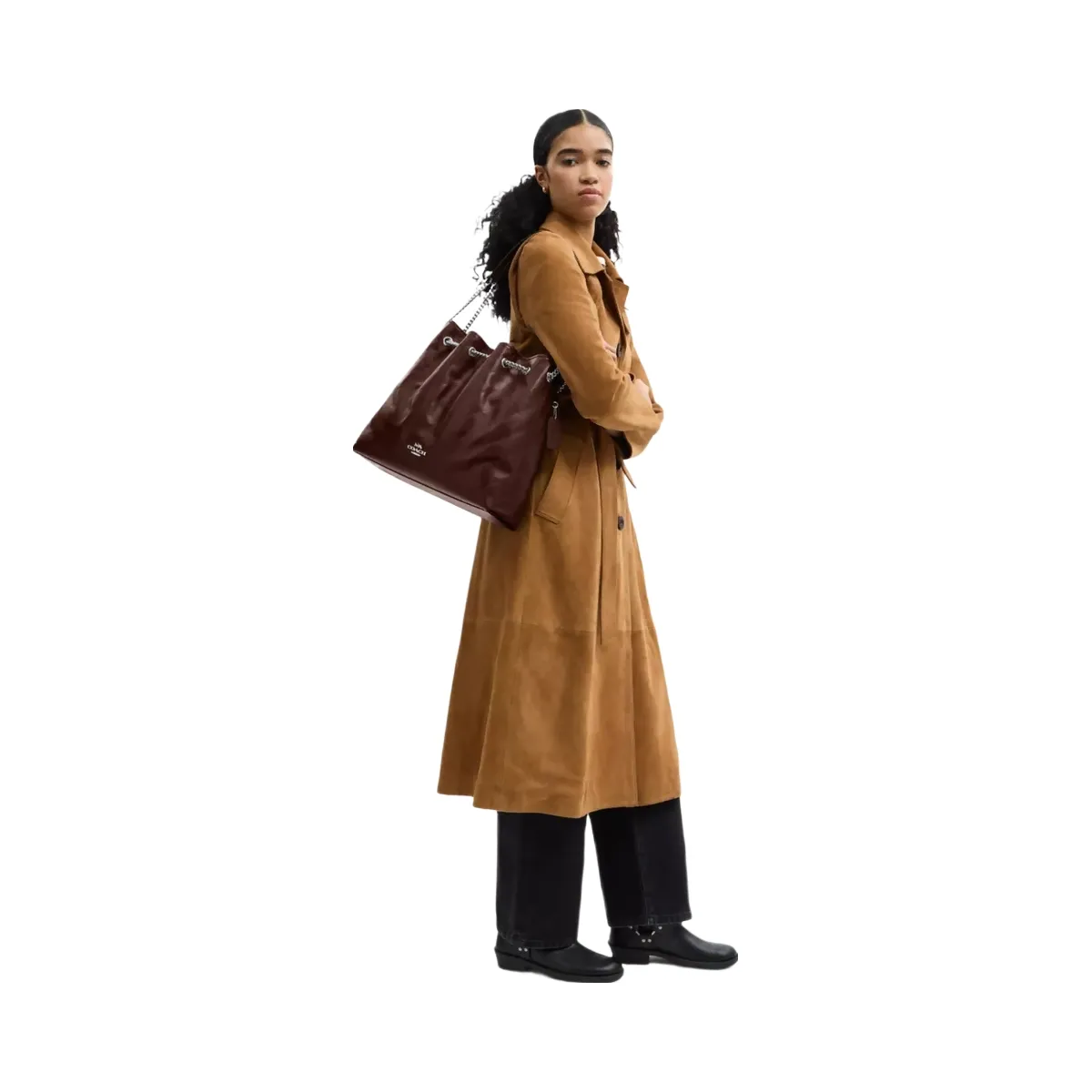 Coach Evelyn Large Shoulder Bag With Quilting in Silver Maple