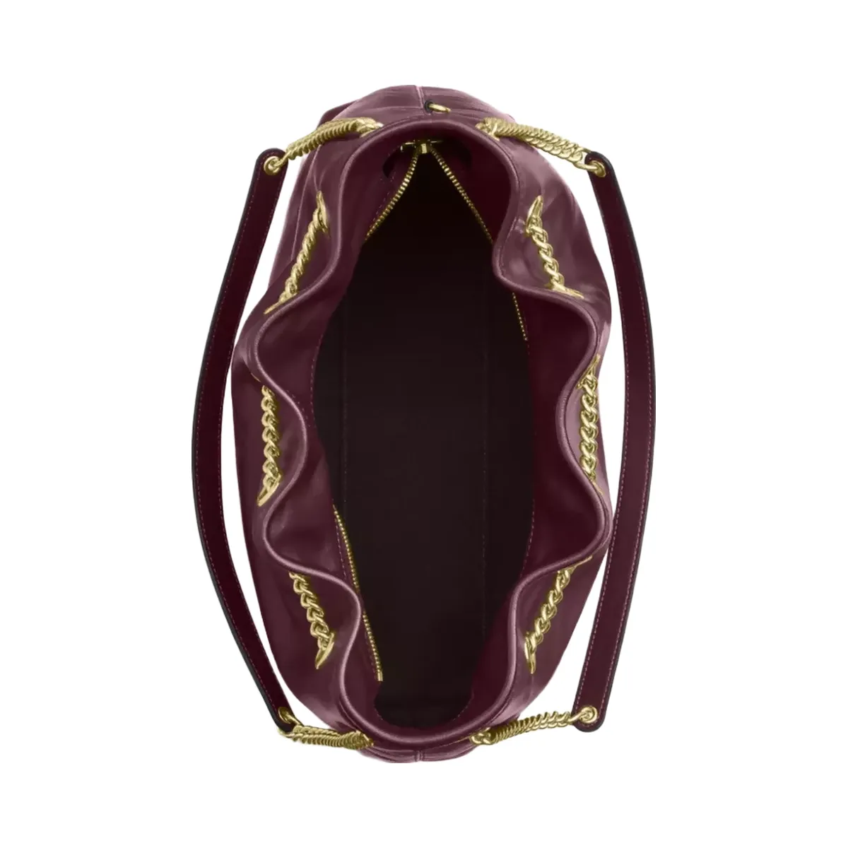 Coach Evelyn Shoulder Bag in Gold Dark Wine