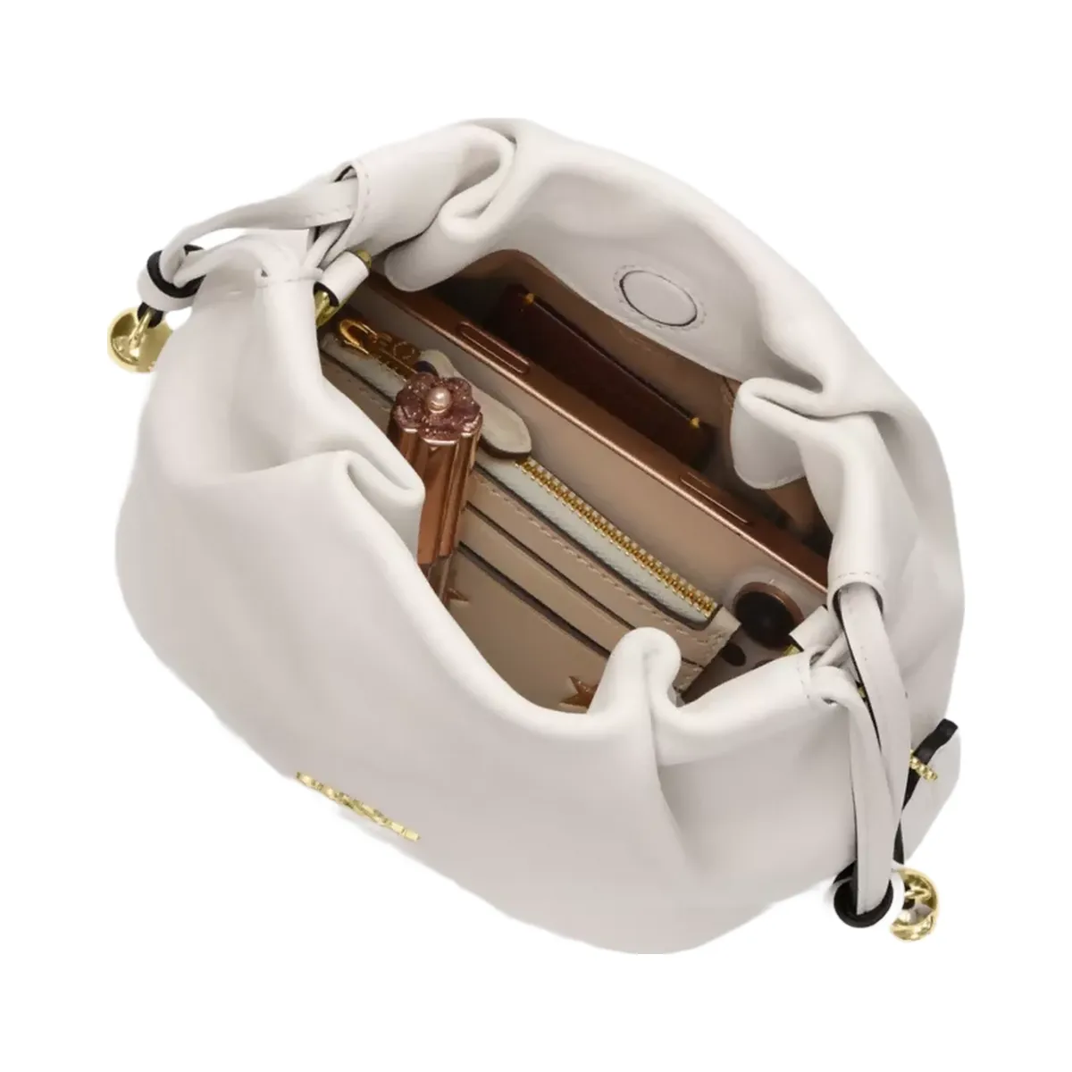 Coach Faye Mini Drawstring Bag in Gold Chalk